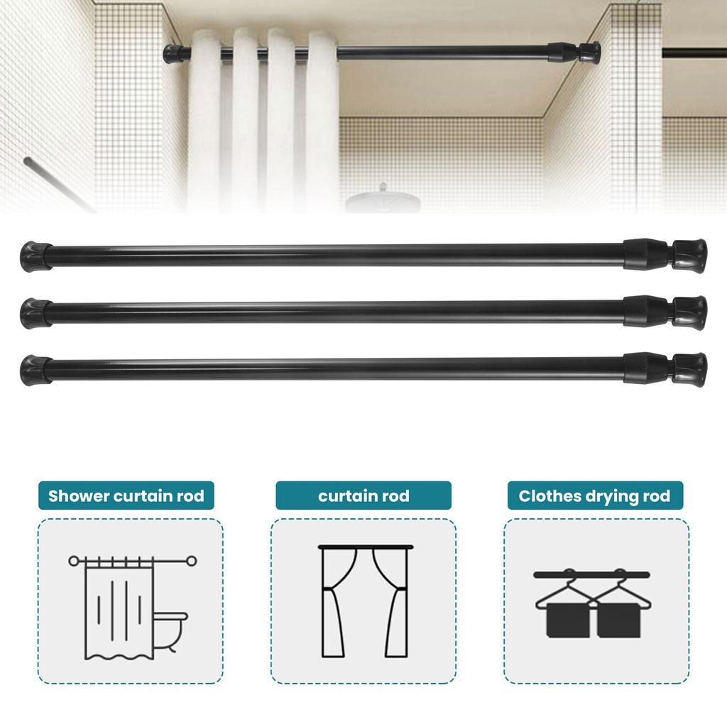 B69A 3PCS Spring Curtain Rods 16 To 28 Inch Tension Rod Spring Curtain Rod Adjustable Curtain Rod Expandable Curtain Rod