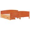 Vidaxl Bed Without Mattress, Waxed Brown, 200X200 Cm, Pine Wood
