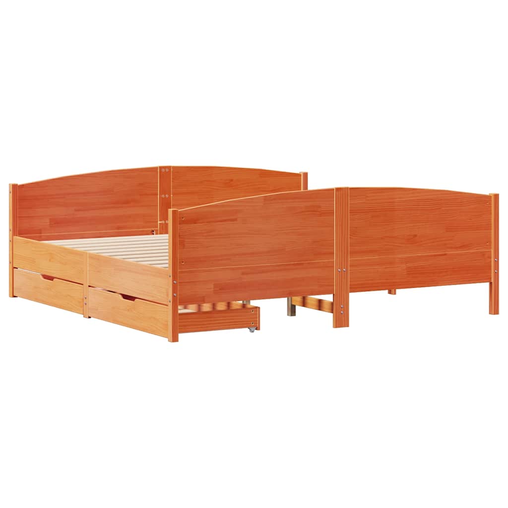 Vidaxl Bed Without Mattress, Waxed Brown, 200X200 Cm, Pine Wood