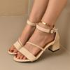 Summer Fashion Women's Sandals Medium High Heel Outdoor Sandalias Elegant Wedding Shoes Bridal Buckle Strap Gladiator Sandals