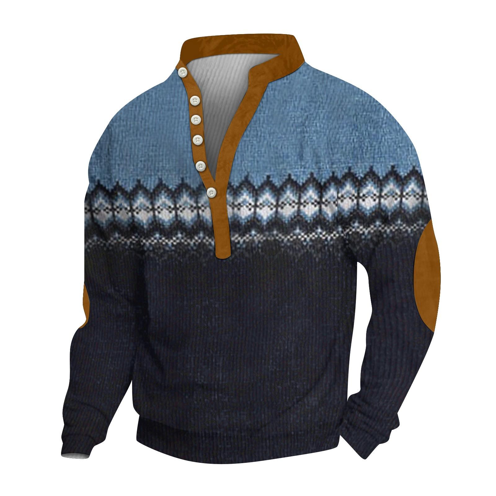 

Мужской вельветовый кардиган с длинными рукавами и шестью пуговицами M тёмно-синий