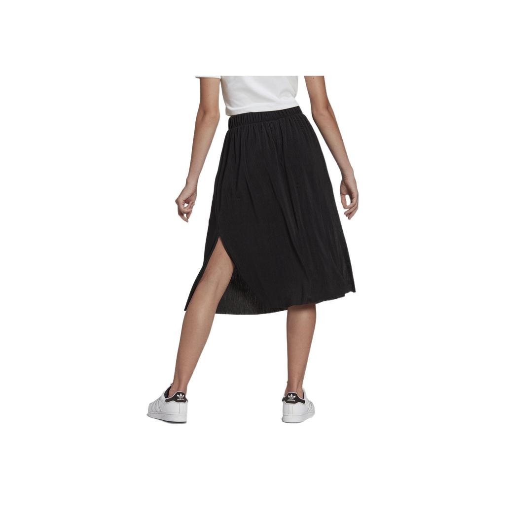 Adidas Originals Adicolor Solid Pleated Elastic Waist Casual Long Skirt Women skirts Black HG1091