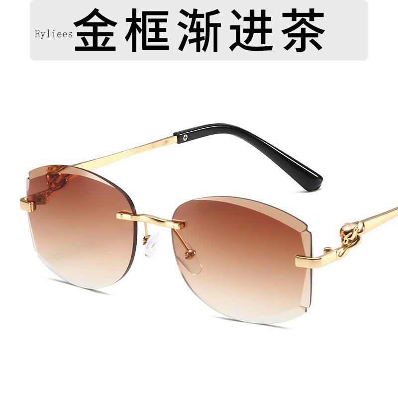 Fashion Retro Rimless Oval Sunglasses for Women Vintage Gradient Multicolor Sun Glasses Luxury Outdoor Travel Sun Shade Eyewear
