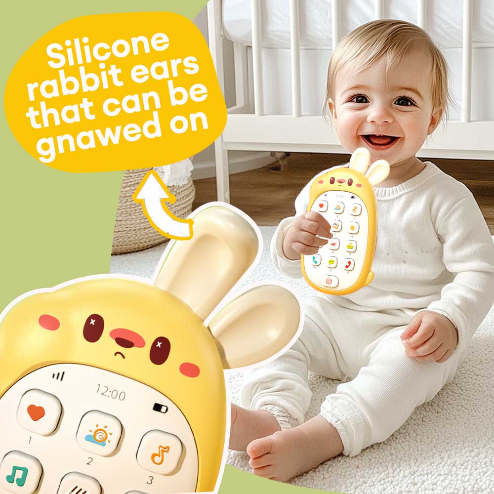 Telefon Króliczek dla Dzieci Zabawki dla Niemowląt, Telefon Dźwiękowy Muzyczny Wczesnoszkolne Zabawki Montessori dla Malucha, Prezent Urodzinowy Świąteczny