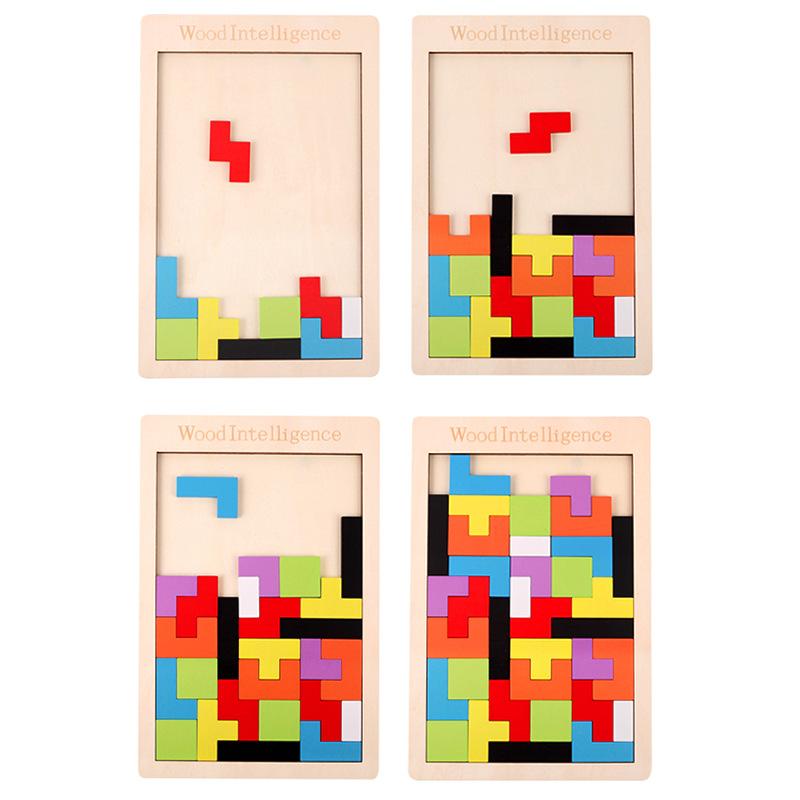 Funy Wooden Russia Puzzle Toys Early Education Color Shape Game Children Thinking Logic Square Toy Puzzle For Christmas Gifts