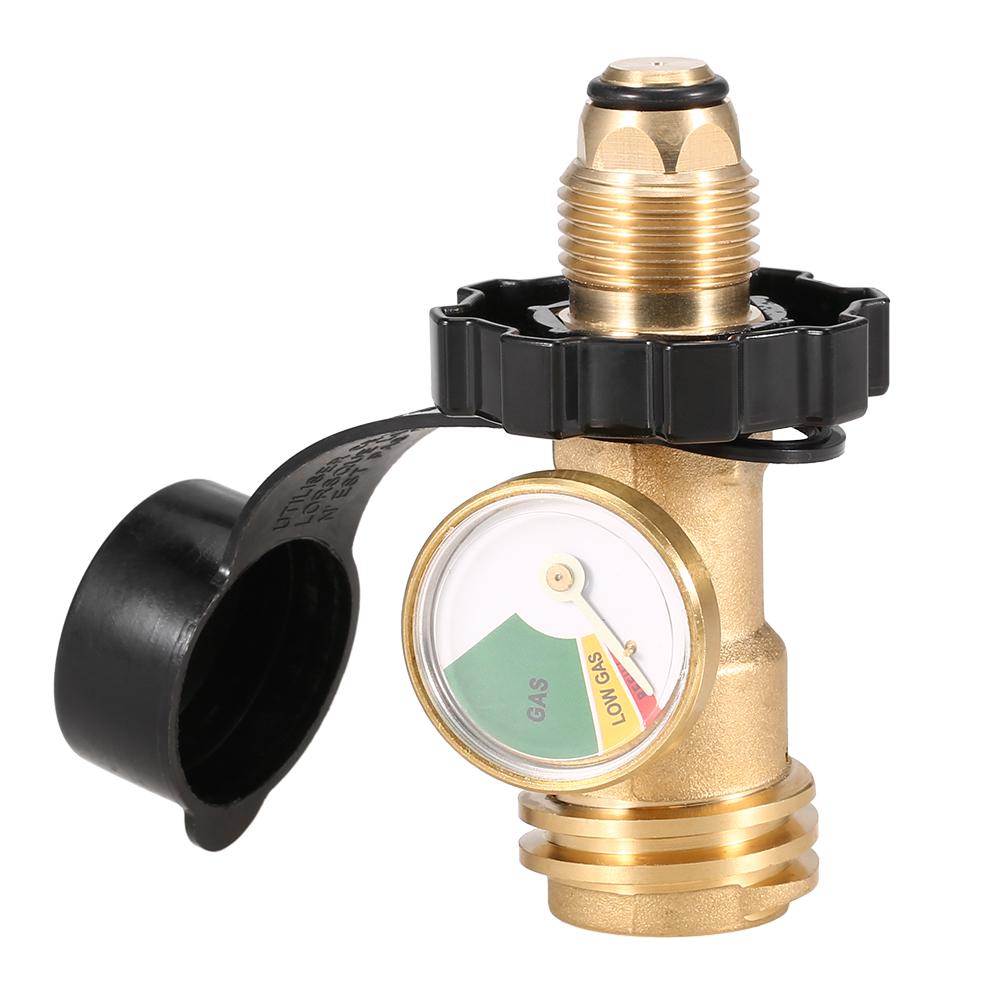 Propane Tank Adapter Solid Brass Regulator Valve Safety POL Tank Convert to QCC1 Type1 Regulator Hose with Gauge
