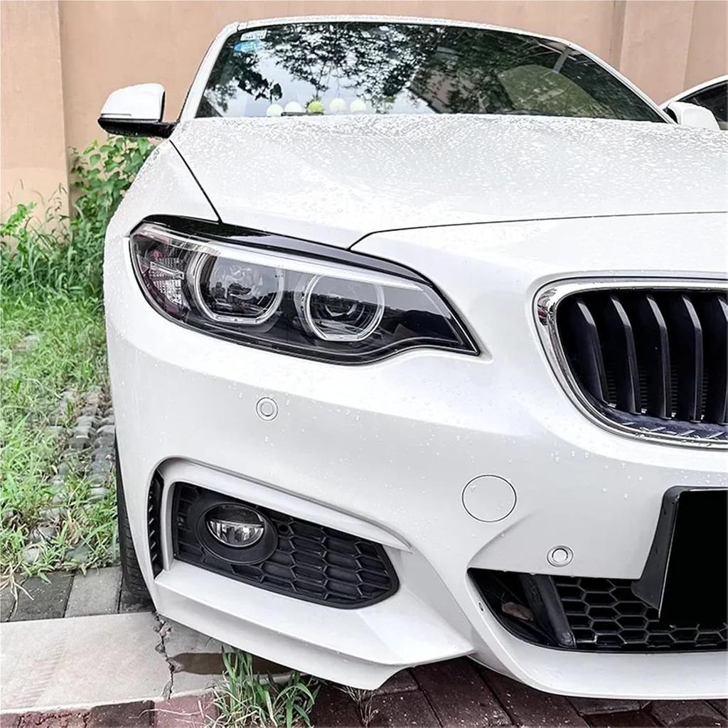 Car Evil Headlight Eyebrows Compatible with BMW 2 Series F22 F23 220i 228i 230i M235i M240i 2015-2019 Front Light Eyelid Cover 3D Stickers(Gloss