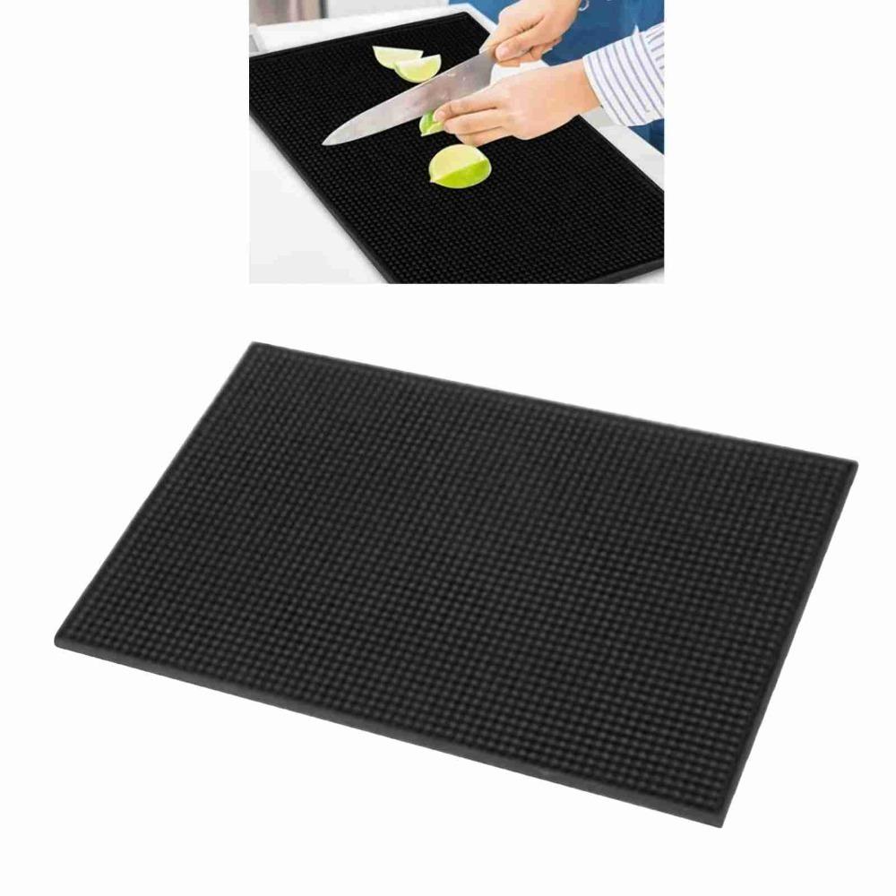 2pcs Black Draining Placemat Heat Resistant Heat Insulation Pad Bar Service Mat Bartender