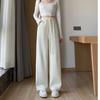 Spring White Sports Pants for Women In Spring and Autumn High Waist Droop Loose Straight Casual Hoodies Banana Wide-leg Pants for Women