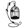 Retro Hollow Out Bird Cage Iron Hanging Candle Holder Candlestick Lantern Home Decor (Black)