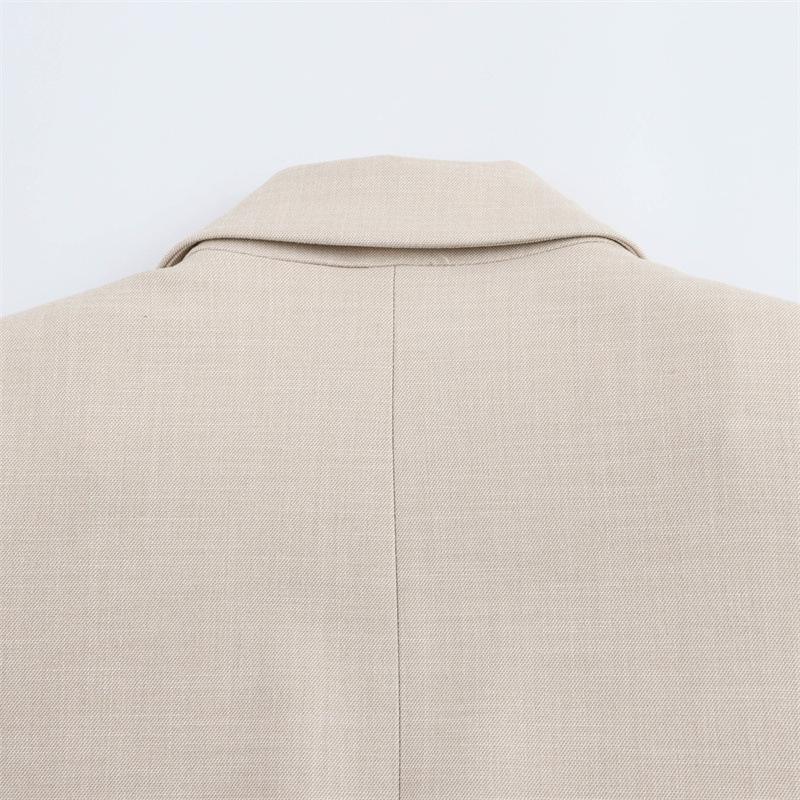 TAOP&ZA Women's Spring/Summer Double-Breasted Suit Jacket with Wide-Leg Pants - Commuting Style 
