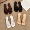 Silver Slope Heel Small Cool Slippers Fairy Shoes New Summer Fashion Outer Wear Low Heel Niche Sandals