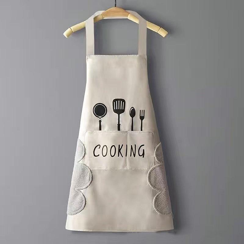 

Фартук для кухни с принтом и карманом без рукавов для официанта, повара, фартук для готовки, выпечки, водонепроницаемый, маслостойкий, фартук для вытирания рук белый