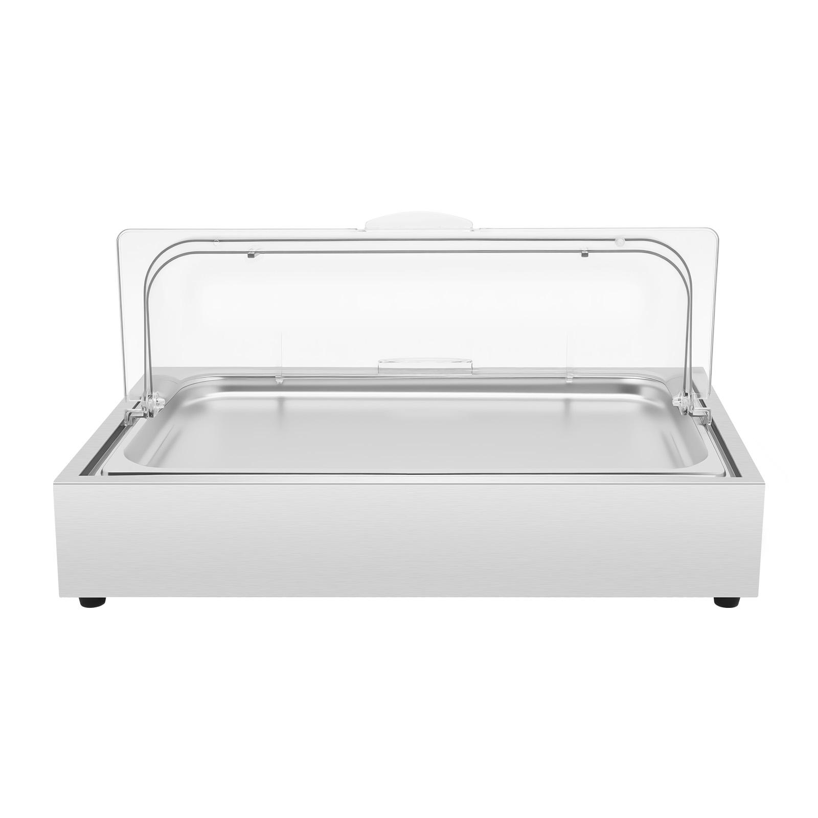 

6L Ice Food Serving Tray with Reusable Ice Box, Stainless Steel Buffet Chiller Platter for Salad Sushi Seafood Party серебряный