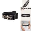 New Star Studded Fashionable Punk Style Wide Belt For Women's Jeans Faux Leather Material