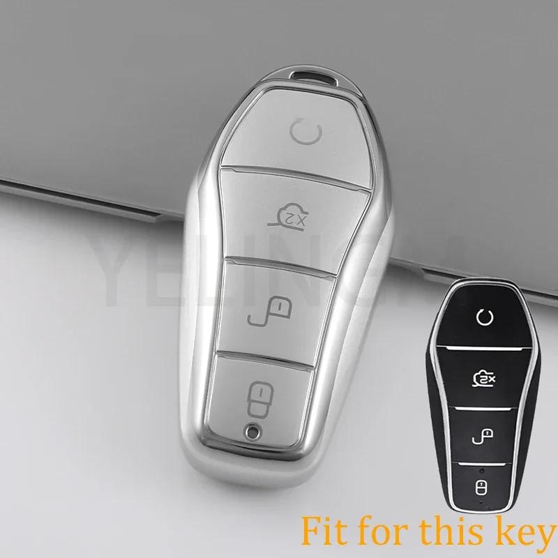 New Soft Quicksand Tpu Car Key Case For Byd Atto 3 Han Ev Dolphin 4 Buttons Remote Control Protect Cover Auto Accessories