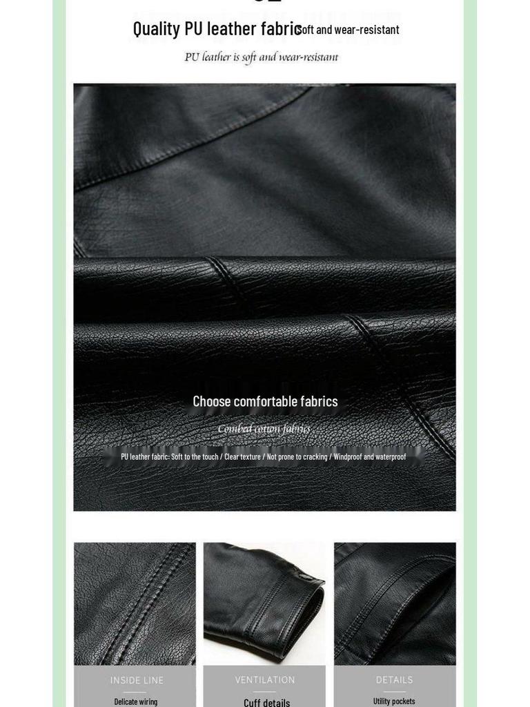 Men's Leather Jacket for Mid-Aged & Elderly: Fleece-Lined, Thickened, Windproof, Detachable Fur Collar, Winter Warmth for Dad.