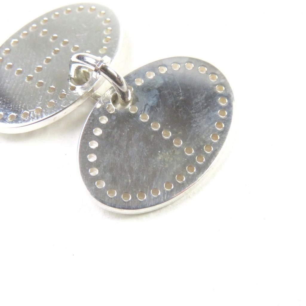 Great HERMES Pendant Top H Logo Motif Punched Oval Silver AG925 Women Used