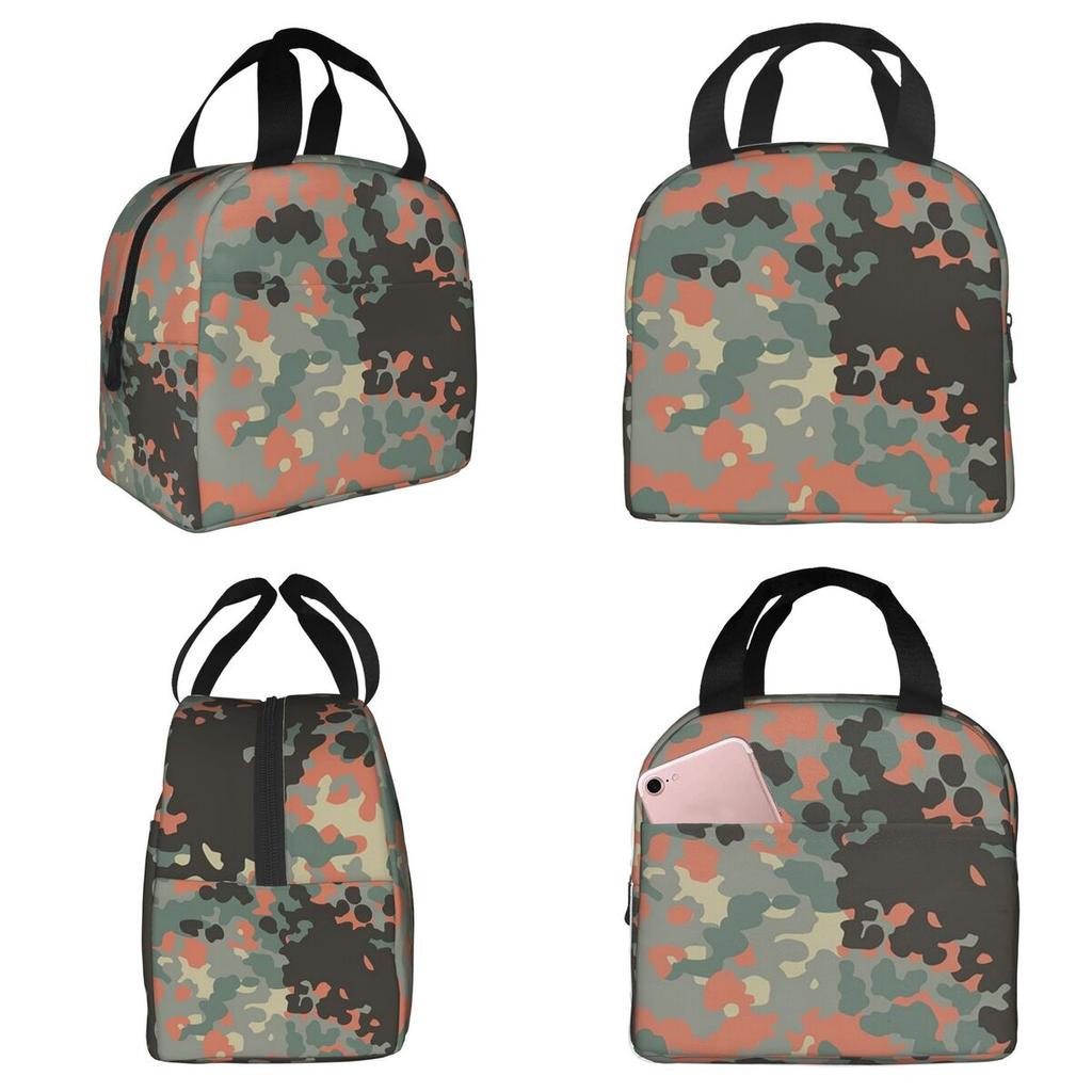 Splintertarn German WW2 Camouflage Army Military Camo Insulated Lunch Bag for Women Office Cooler Thermal Food Box Tote Portable