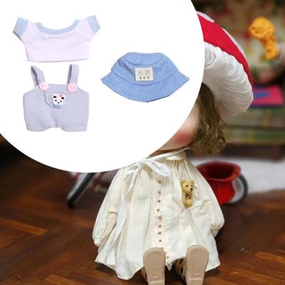 Doll Clothes for 17cm 15cm Plush T Shirt Overalls Set Comfortable Fashionable Photo Props