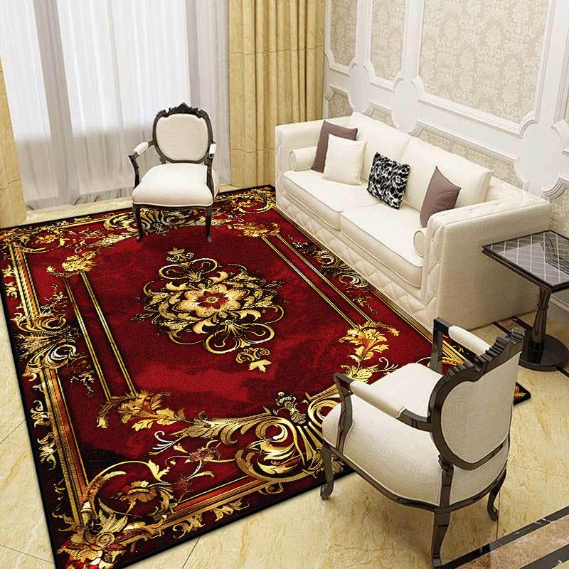 Big Size European Style Red Carpet Living Room 140x200cm Non-slip Luxury Rug for Bedroom Cloakroom Non-slip Floor Mat Washable