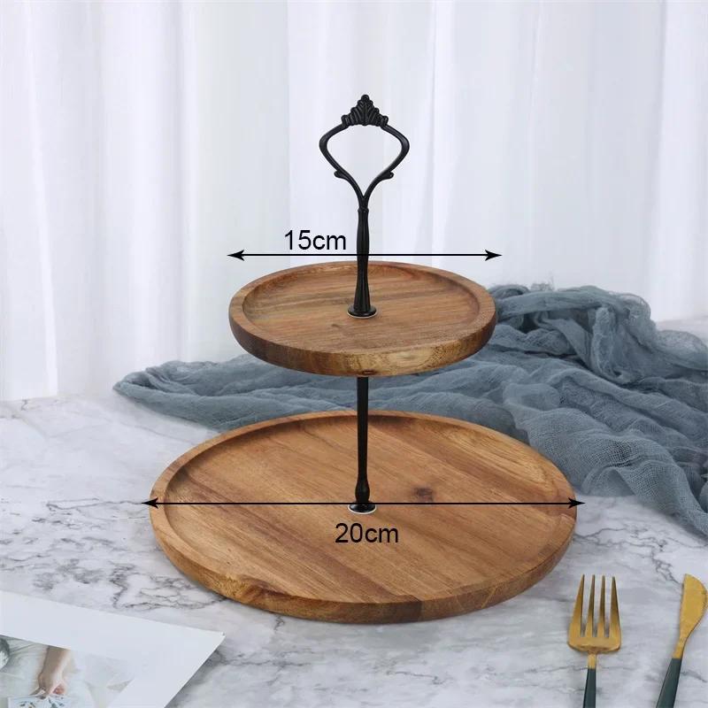 2/3-layer Wooden Decorative Cake Stand Dried Fruit Snack Tray Cupcake Holder Wedding Birthday Party Dessert Candy Display Rack