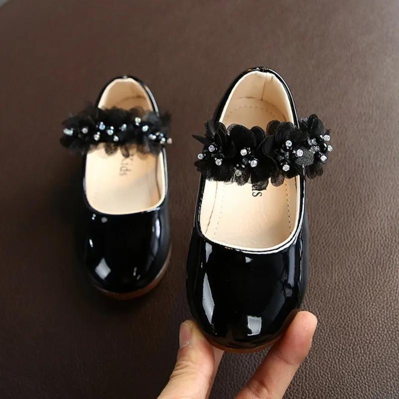 

Children Girls Walking Shoes Kids Pu Leather Big Flower Summer Princess Casual Shoes Party Wedding Baby Girls Dance Shoes Sandal 21-insole13cm