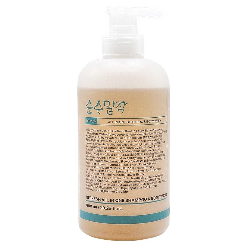 Pure Close-fitting Refreshing All-in-One Shampoo & Body Wash 600ml 1 Pcs