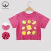 Delicious Durian Printed Cotton Washed T-Shirt Trend Summer Lace Hem Crop Tees O-Neck Regular Fit Tops Casual Female Clothes