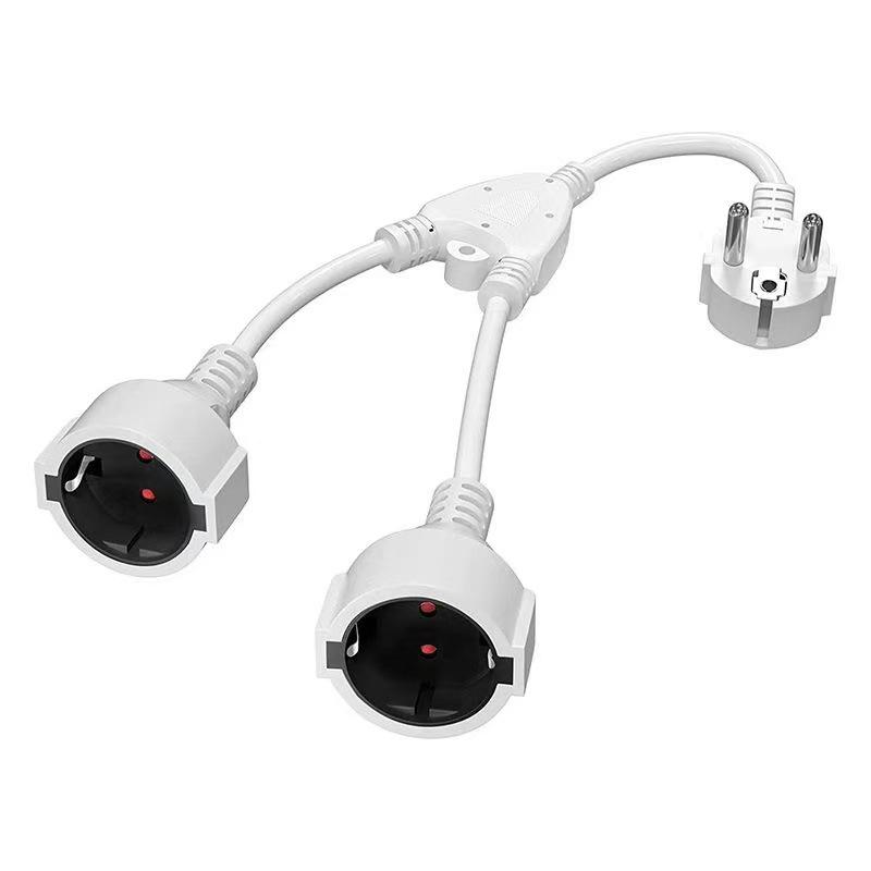 European Standard 3x1.5mm² Power Cord Plug with 0.34m Length and Dual Socket