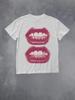 2026 Summer Unisexs Retro Artistic Lip Pattern Print Tshirt Cotton Casual Stylish Streetwear Oversized Suitable For Any Occasion