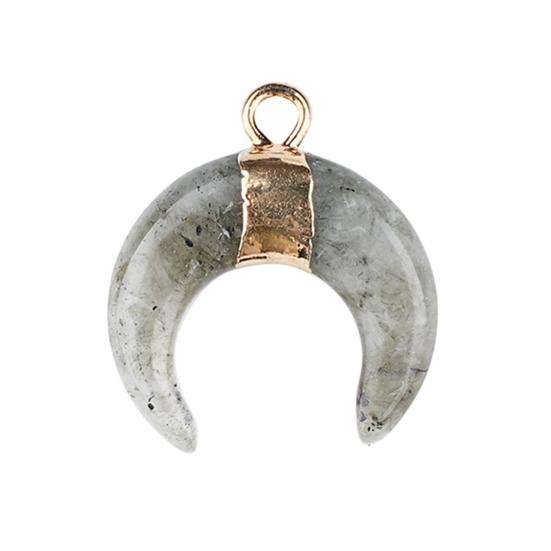 

DIY Pendant Gold-Plated Edging Crescent Horn Design Natural Imitation Crystals Jade Necklace Bracelet Earrings Charm DIY Jewelry Making B