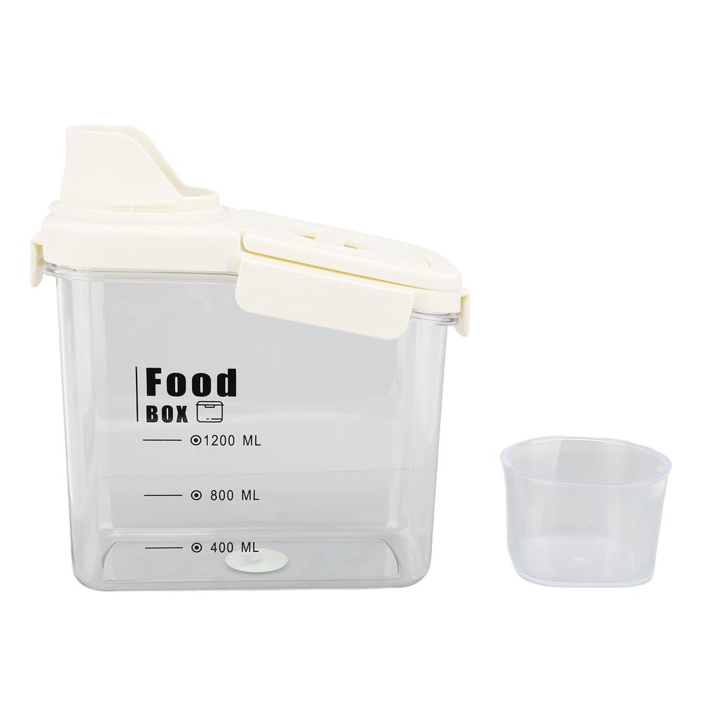 Cereal Storage Container with Pourable Spout Ergonomic Handle Lid Scale Timing Airtight Damp Proof Plastic Rice Storage