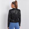 European and American oblique placket black slim-fitting imitation leather locomotive jacket jacket short leather locomotive jacket