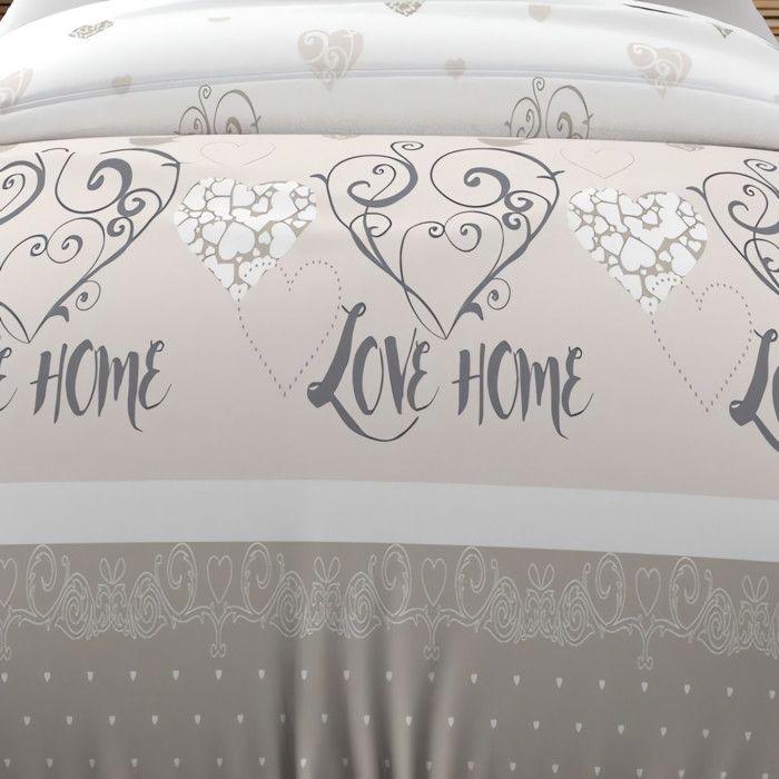 Parure housse de couette coton 57 fils 140x200 cm VALENTINE naturel, par Soleil d'Ocre