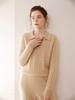 2025 Autumn/Winter Women's Cable Knit Cashmere Polo Collar Pullover