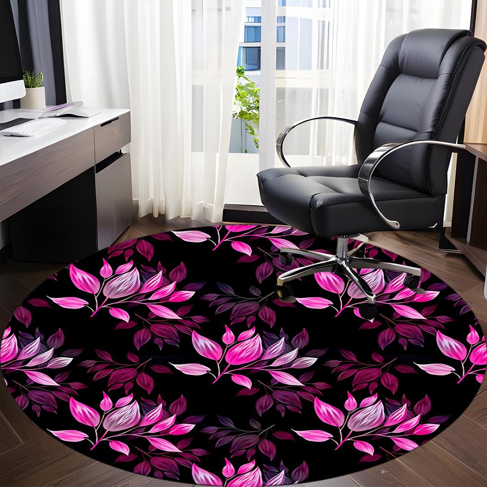 1pc Floral Pattern Office Round Rug, Non-slip, Soft and Durable Office Rug for Interior Decoration, Perfect for Office,Decoration yy260204066