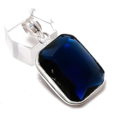 Natural London Blue Topaz Handmade 925 Sterling Silver Gift Pendant 1.58" B8b89
