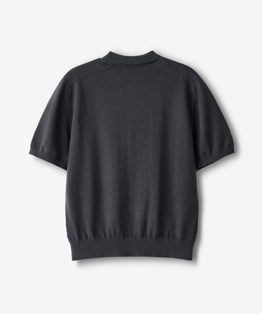 ECORR Front Cable Cropped Short Sleeve Knit Cardigan_Charcoal