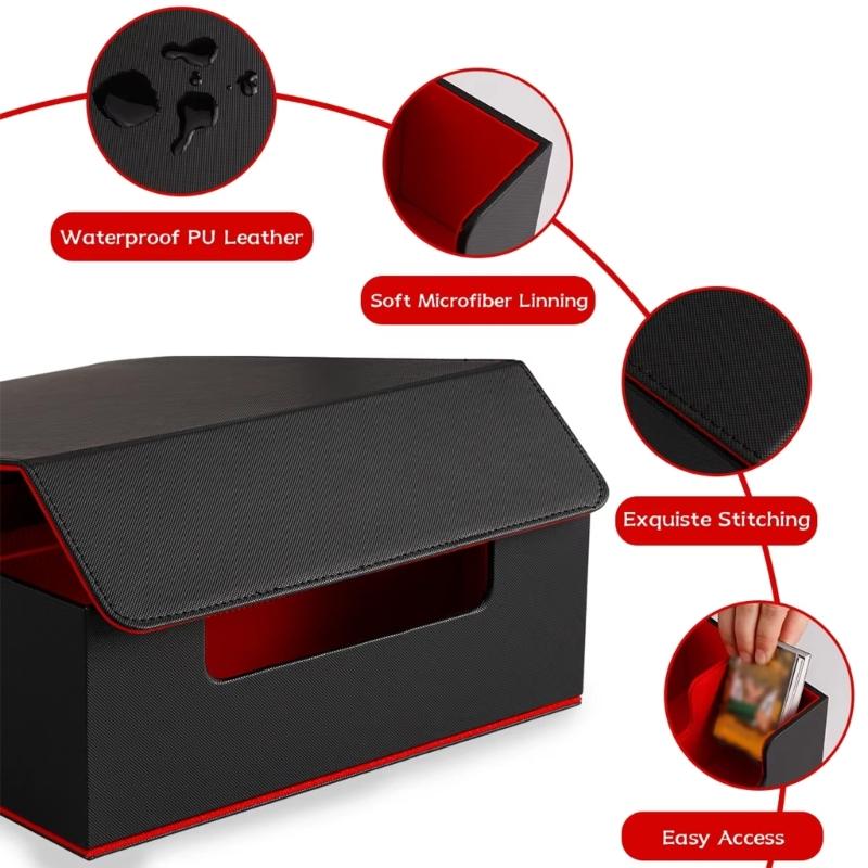 Large Capacity Trading Card Storage Box PU Leather Collectible Game Case Dustproof Container Gaming Card Holder