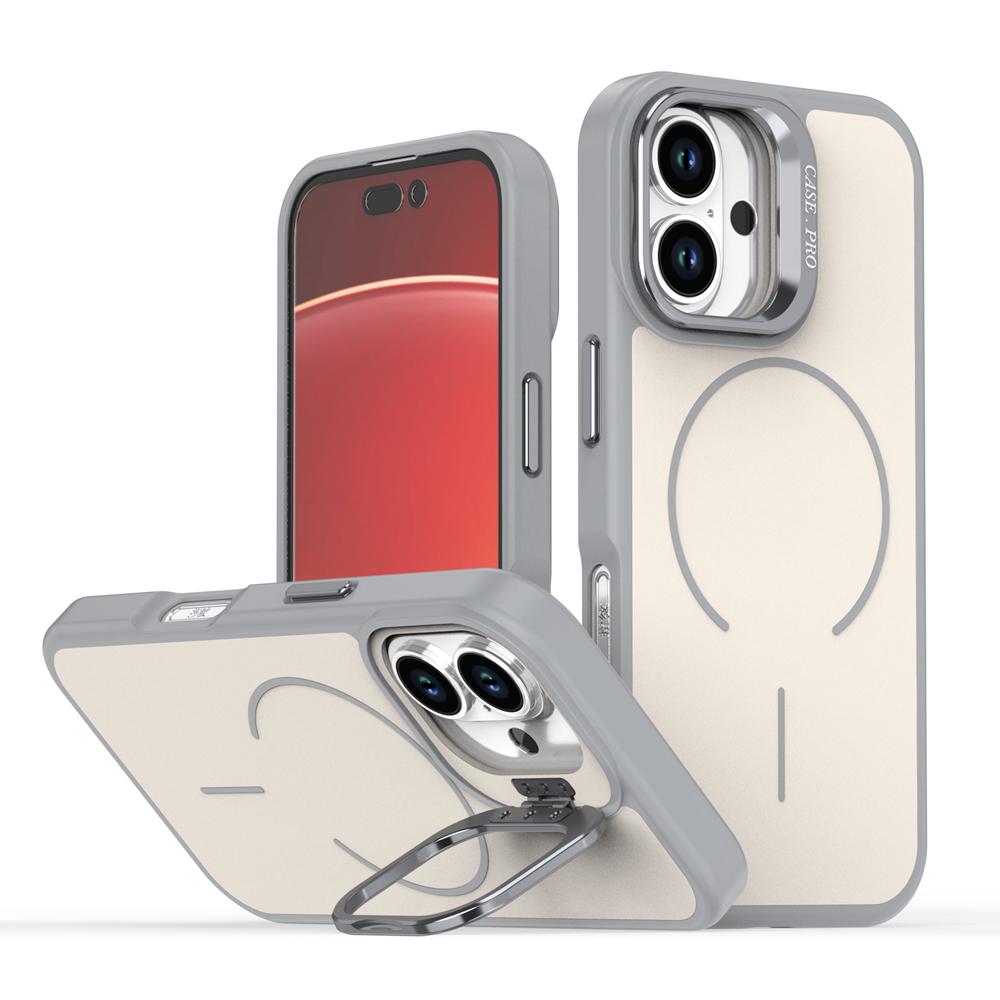 KEYSION Matte Skin Feel Lens Stand Phone Case for Magsafe for iPhone 16 Pro Max 16 Plus Magnetic Wireless Charging Shockproof Cover