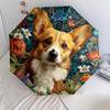 0106 Floral Dog  pattern, automatic folding umbrella, portable and foldable design, 8 ribs, a Christmas or birthday gift.