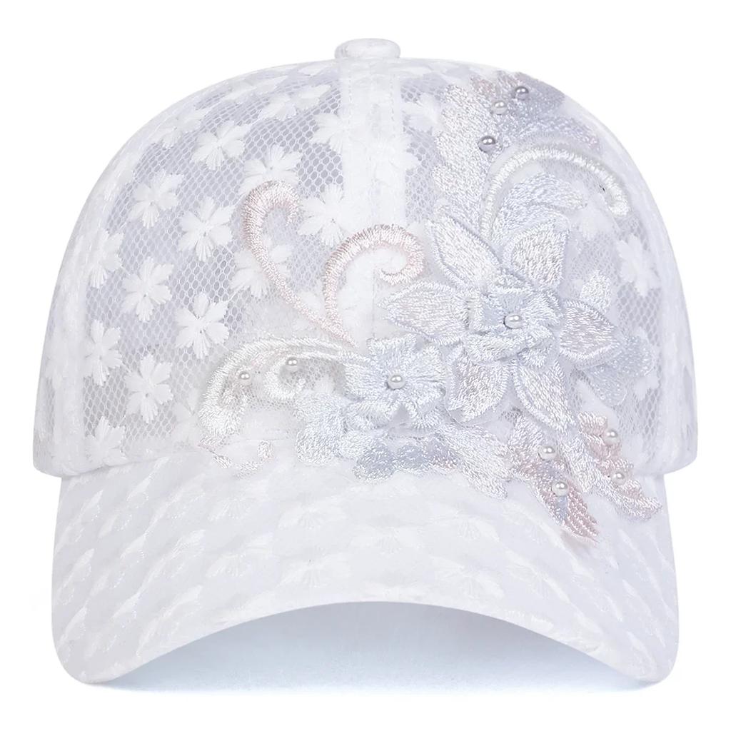 Unisex Lace Flower Embroidery Breathable Baseball Net Caps Spring And Summer Outdoor Adjustable Casual Hats Sunscreen Hat