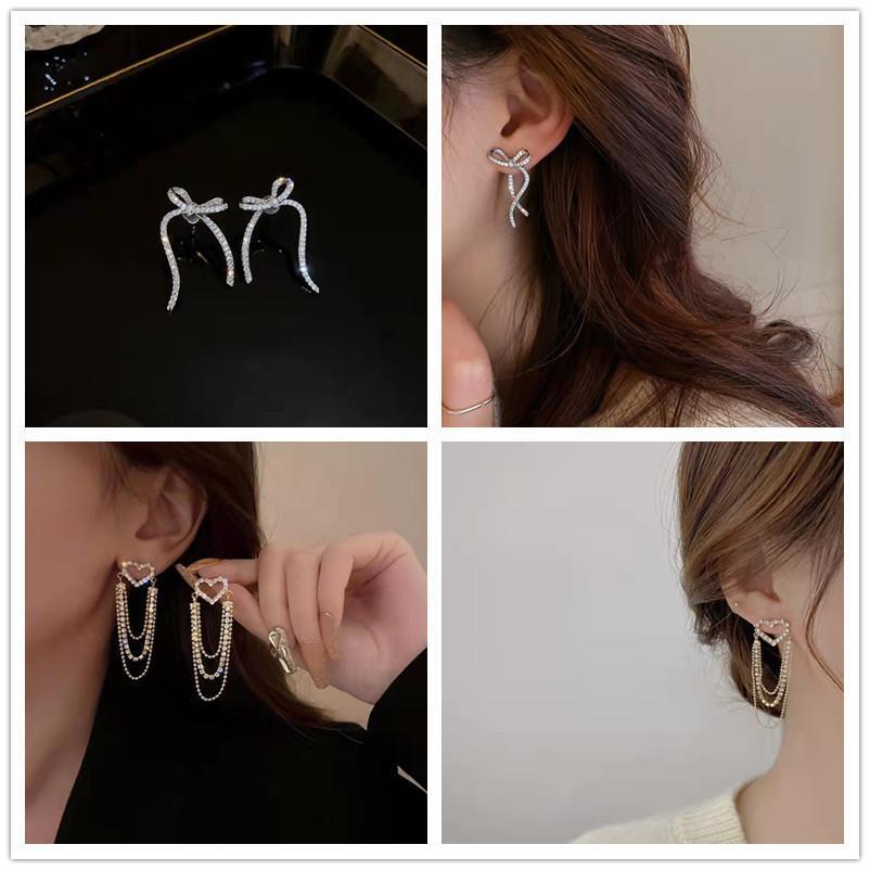 Women's Dongdaemun Bow Fashion Earrings: Cute & Simple Ear Hooks with Elegant Temperament
