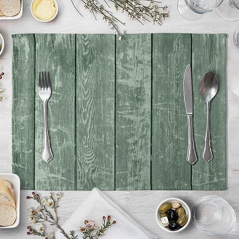 1PC Plate Mat Place Imitation Wood Grain Placemat Linen Pad 45*30cm For Dining Table  Non Slip Placemats Bowl Coaster