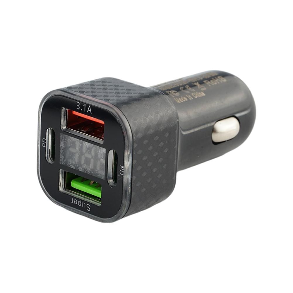 JMG-PD+QC3.0 380W USB C Car Phone Charger Dual PD USB Charger With Voltage Display Super Fast Charge Adapter