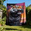 1pc Tiger Print Print Outdoor Blanket, Lightweight Polyester,