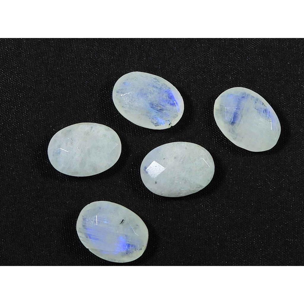 10X14 MM Natural Rainbow Moonstone Briolite Oval Faceted Gemstone 5 Pcs Lot RML-962