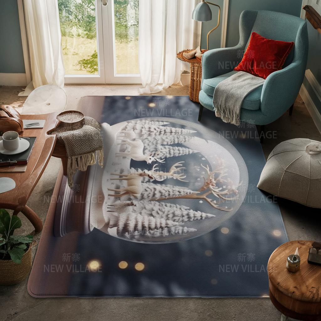 House Entrance Carpet Home Door Mat Living Room Bath Foot Bathroom Non-slip Water Absorption Rugs Bath Merry Christmas Winter