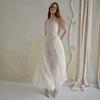 Mori light wedding dress, neck V-neck halter, fishbone girdle waist perspective lace long pendulum fairy dress